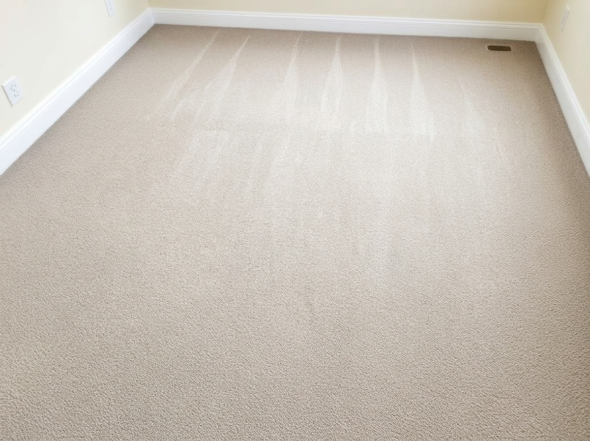 Clean wall-to-wall carpet after professional extraction