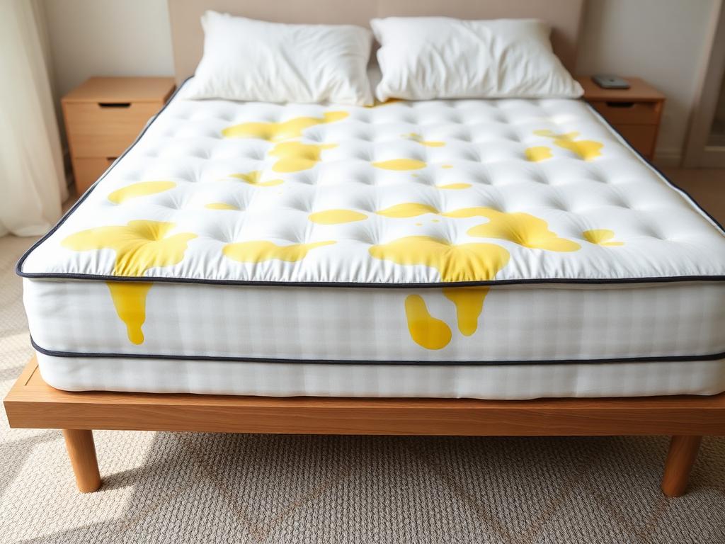 Stained mattress before professional cleaning